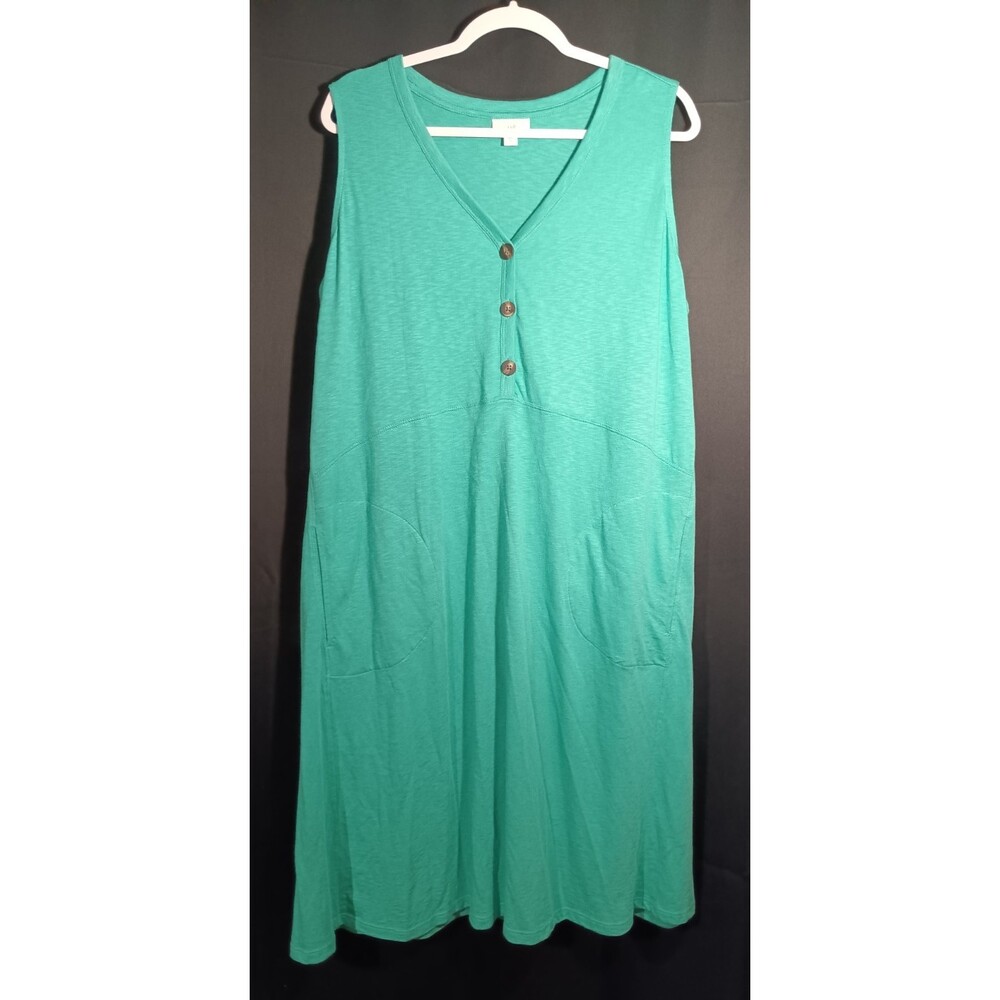 J. Jill Women’s XL Green Sleeveless V‑Neck Tank Dress Mini Casual Summer